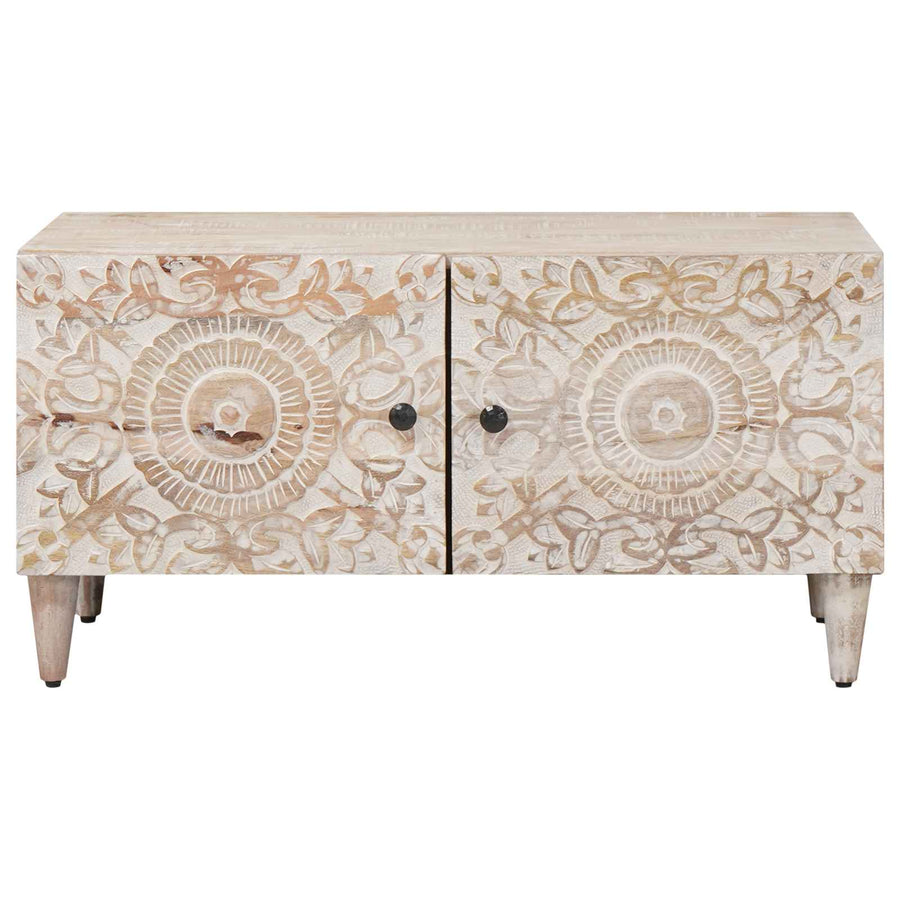 Salontafel Wit 80 x 50 x 40 cm Massief Mango Hout