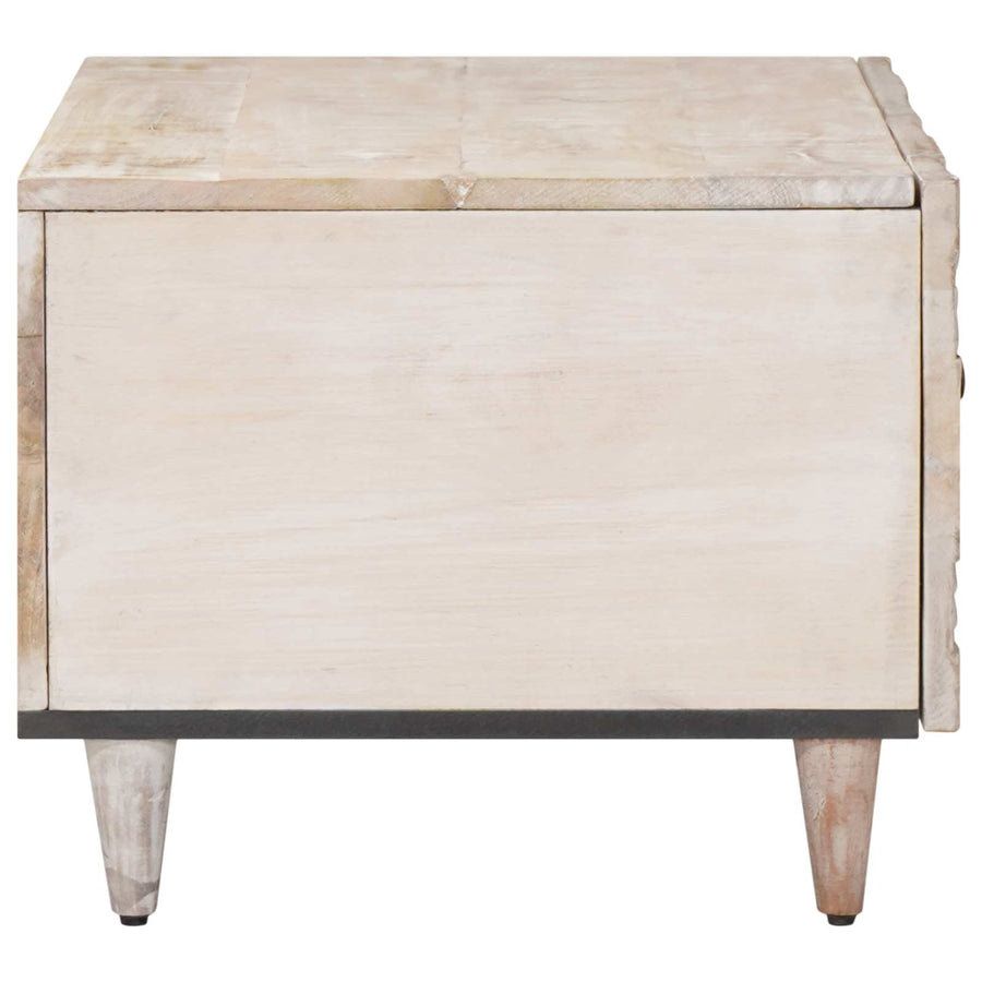 Salontafel Wit 80 x 50 x 40 cm Massief Mango Hout