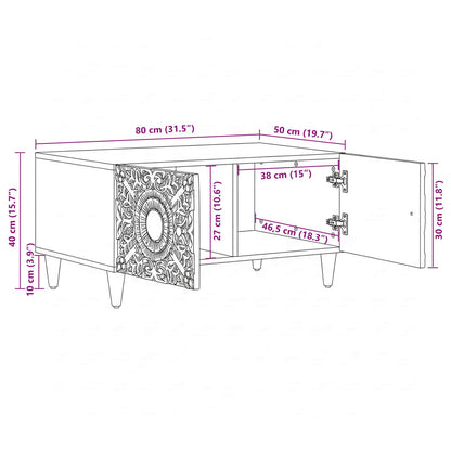 Salontafel Wit 80 x 50 x 40 cm Massief Mango Hout