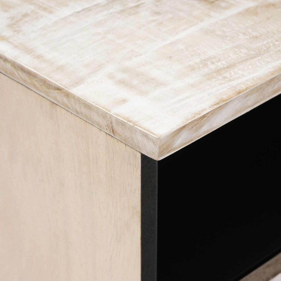 Bed kast met lade Wit 40 x 33 x 46 cm Massief Mango Hout
