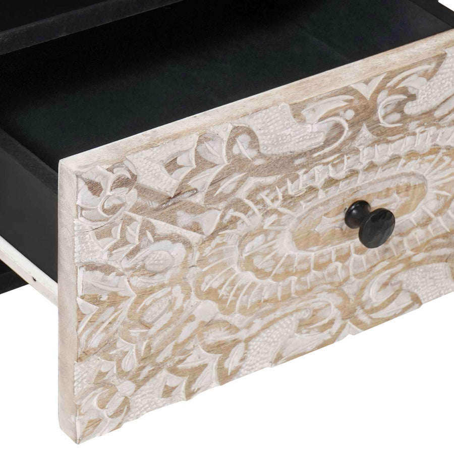 Bed kast met lade Wit 40 x 33 x 46 cm Massief Mango Hout