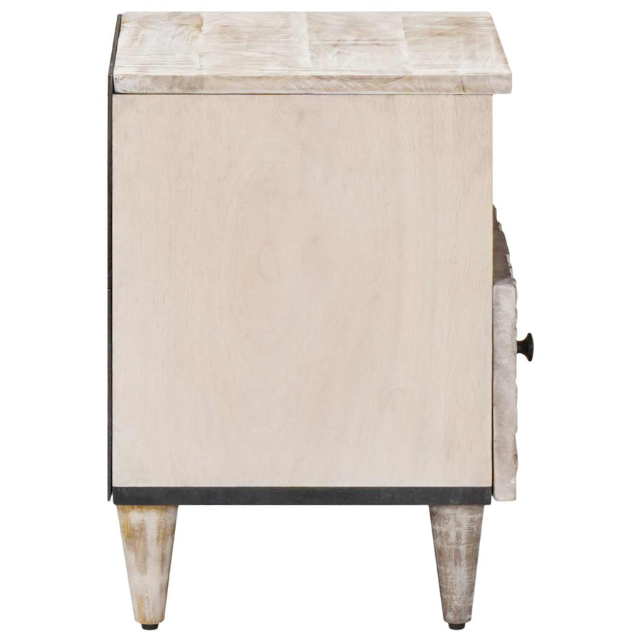 Bed kast met lade Wit 40 x 33 x 46 cm Massief Mango Hout