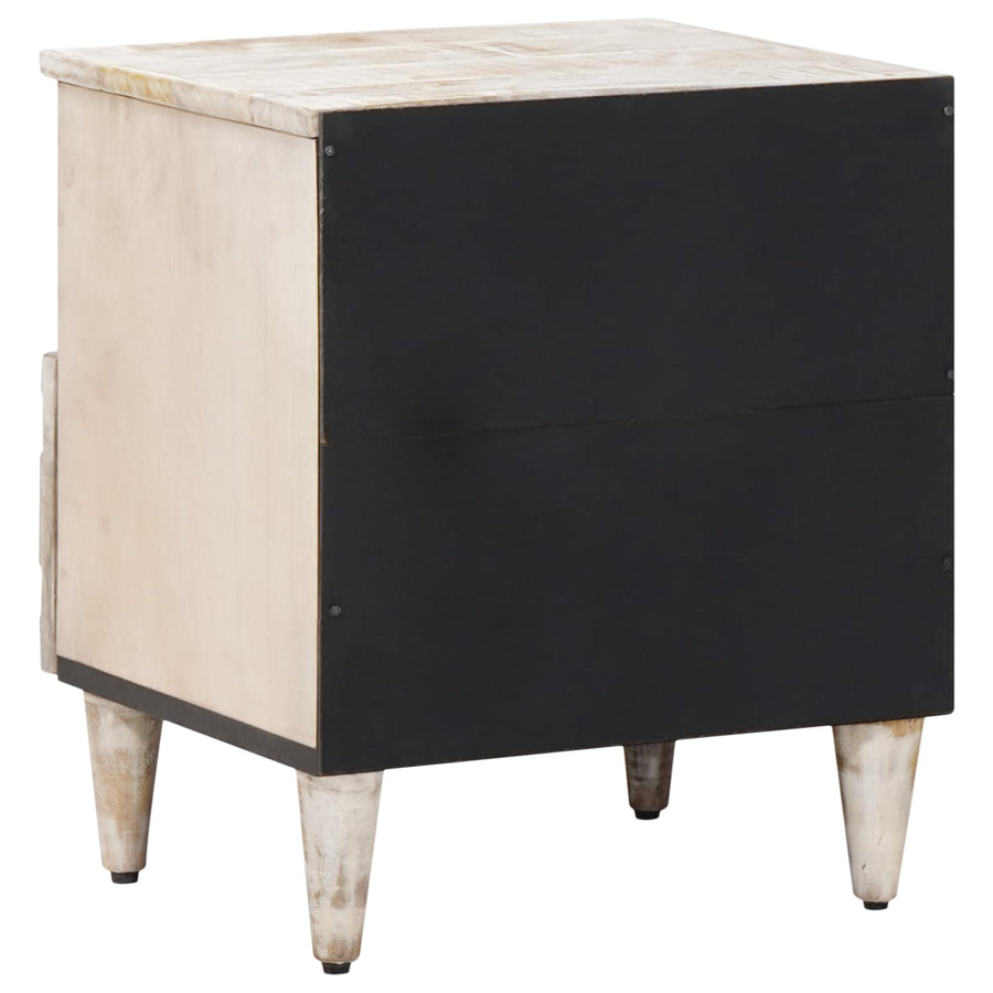 Bed kast met lade 2 pcs Wit 40 x 33 x 46 cm Massief Mango Hout