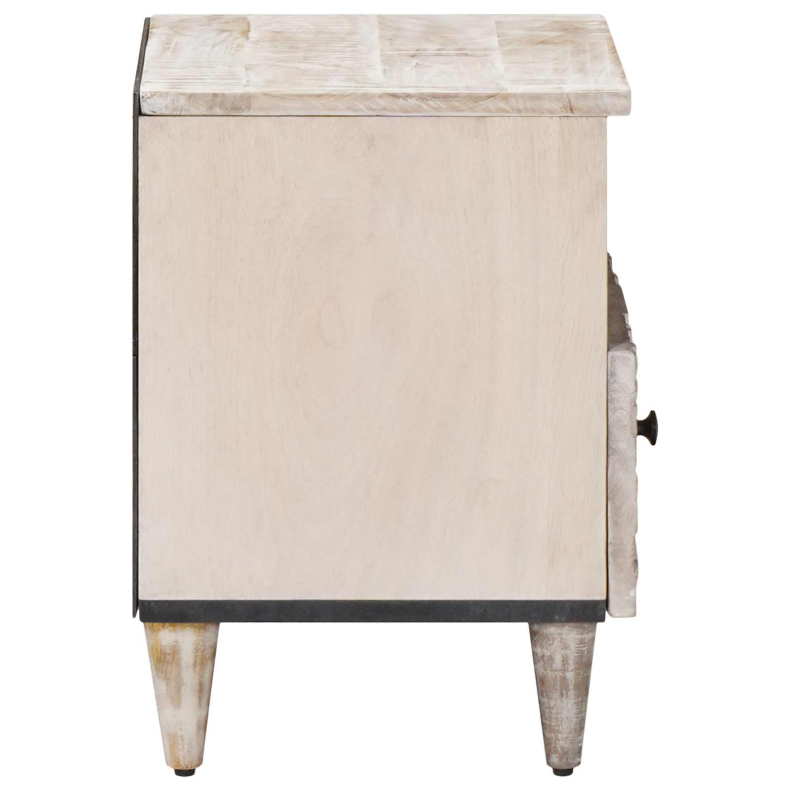 Bed kast met lade 2 pcs Wit 40 x 33 x 46 cm Massief Mango Hout