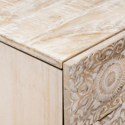 Bed kast met lade Wit 50 x 33 x 60 cm Massief Mango Hout