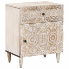 Nachtkastje massief mango hout 50x33x60 cm wit