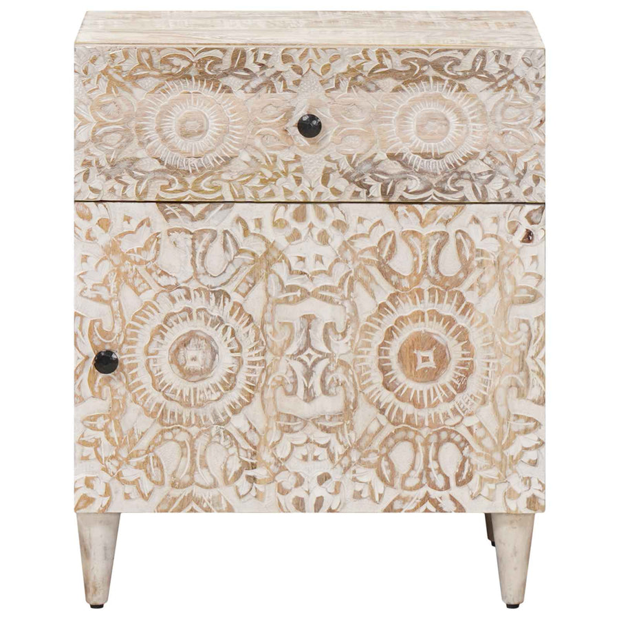 Bed kast met lade Wit 50 x 33 x 60 cm Massief Mango Hout