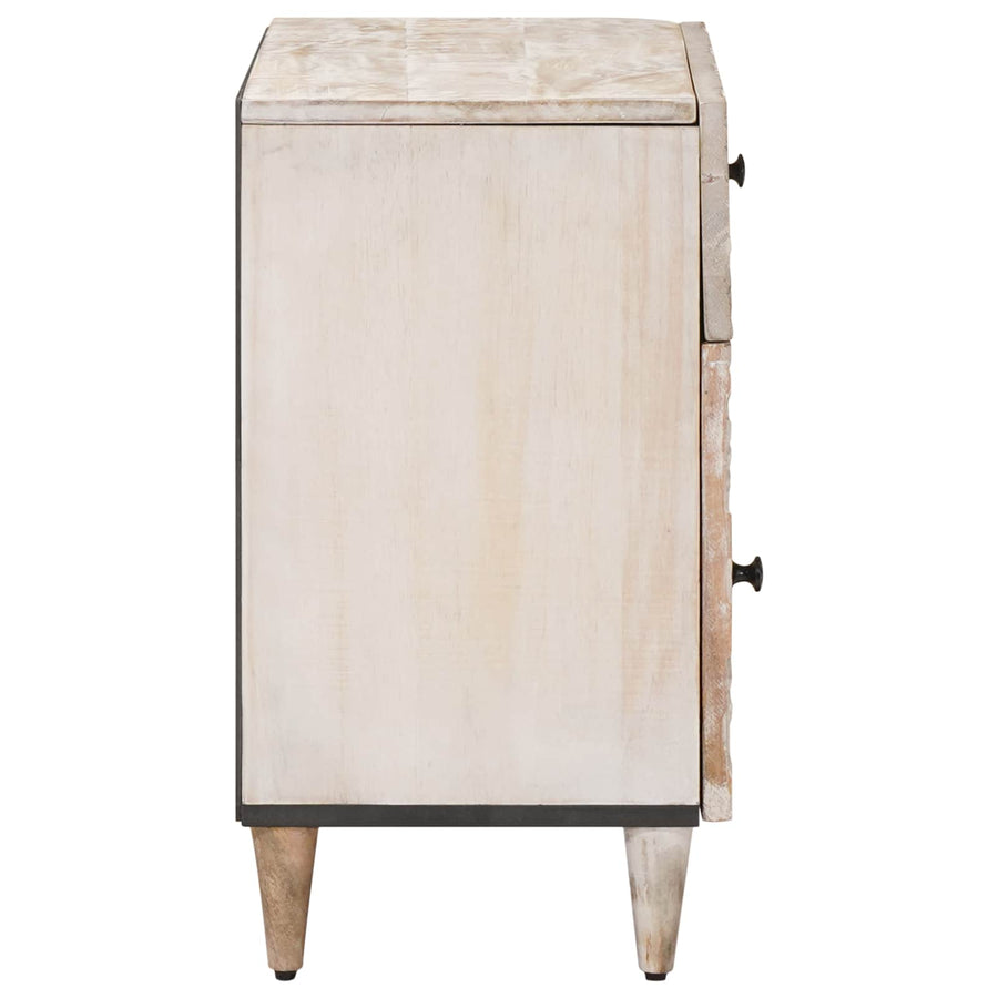 Bed kast met lade Wit 50 x 33 x 60 cm Massief Mango Hout