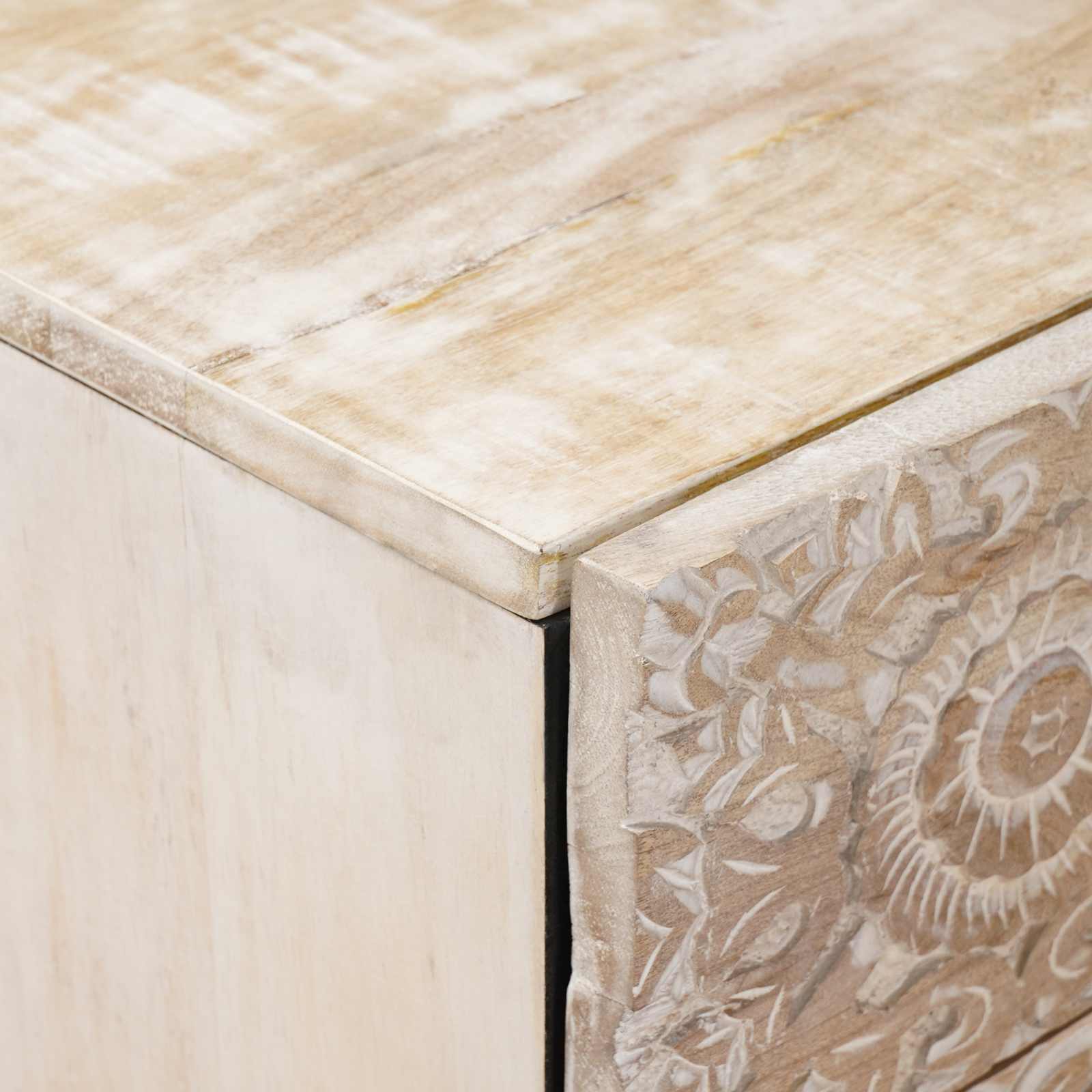 Bed kast met lade Wit 50 x 33 x 60 cm Massief Mango Hout