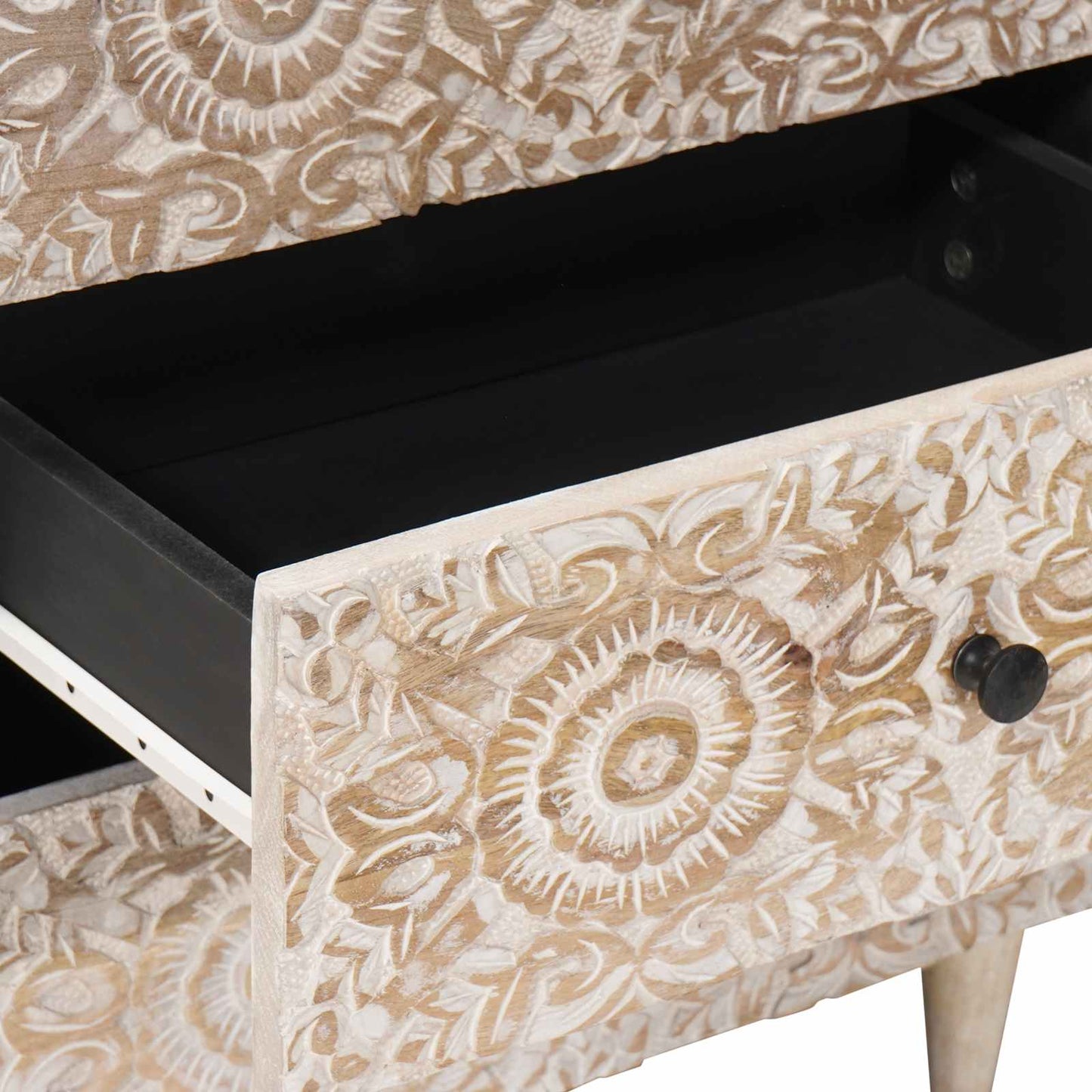 Bed kast met lade Wit 50 x 33 x 60 cm Massief Mango Hout
