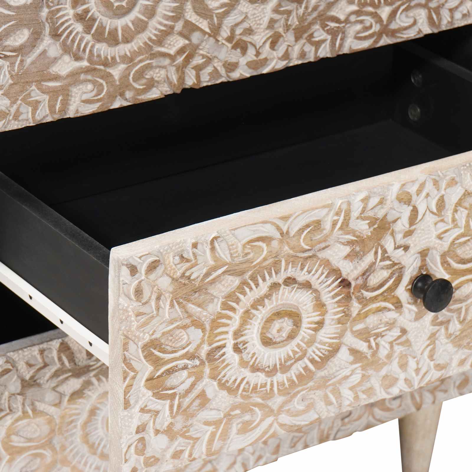 Bed kast met lade Wit 50 x 33 x 60 cm Massief Mango Hout