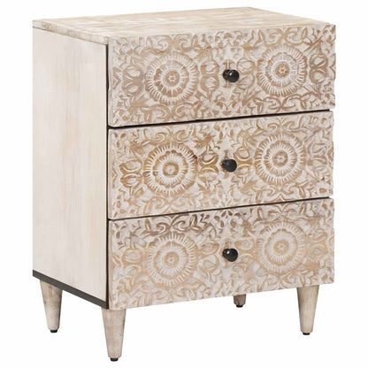 Bed kast met lade Wit 50 x 33 x 60 cm Massief Mango Hout