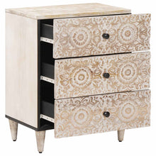 Bed kast met lade Wit 50 x 33 x 60 cm Massief Mango Hout