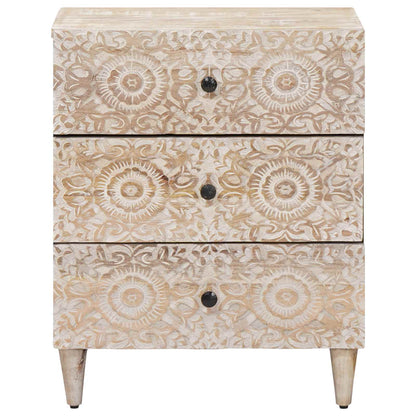 Bed kast met lade Wit 50 x 33 x 60 cm Massief Mango Hout