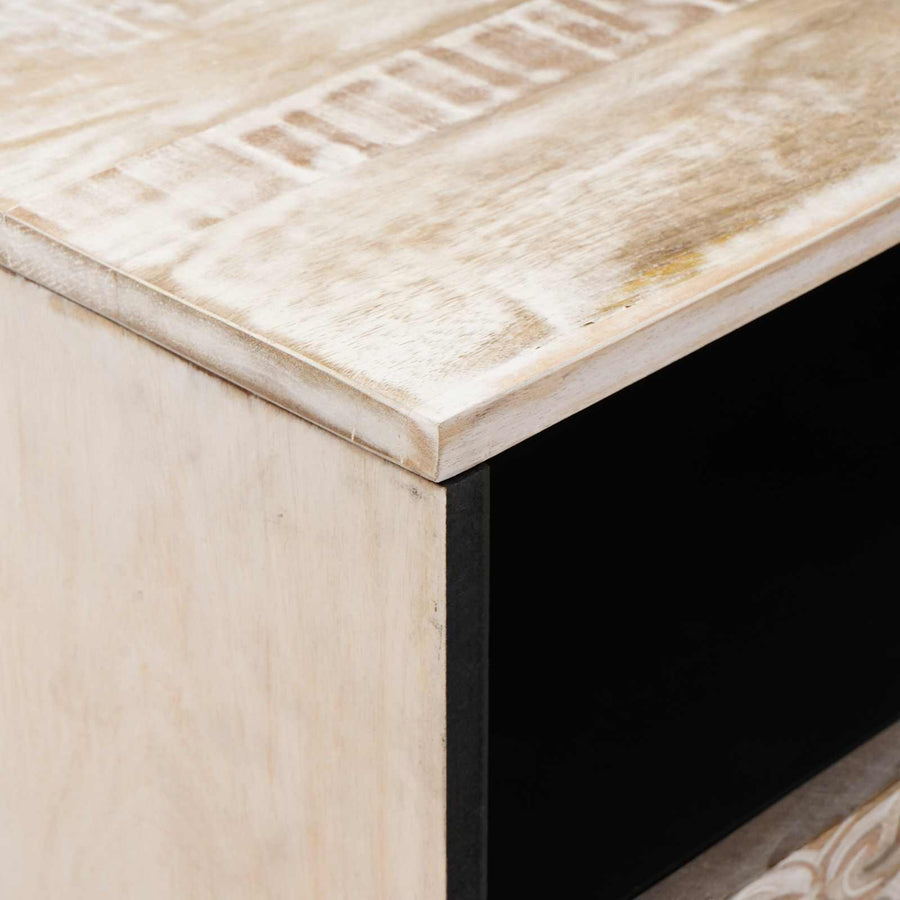 Bed kast met lade Wit 50 x 33 x 60 cm Massief Mango Hout