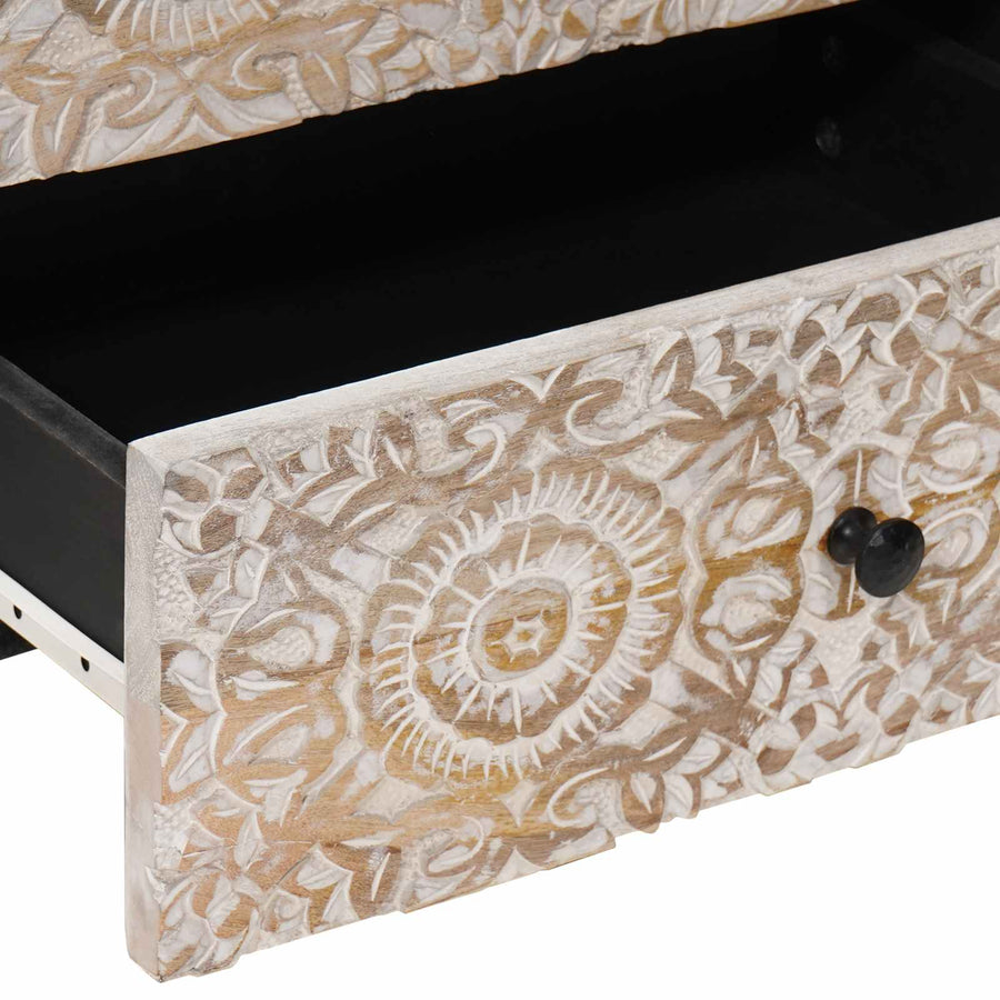 Bed kast met lade Wit 50 x 33 x 60 cm Massief Mango Hout
