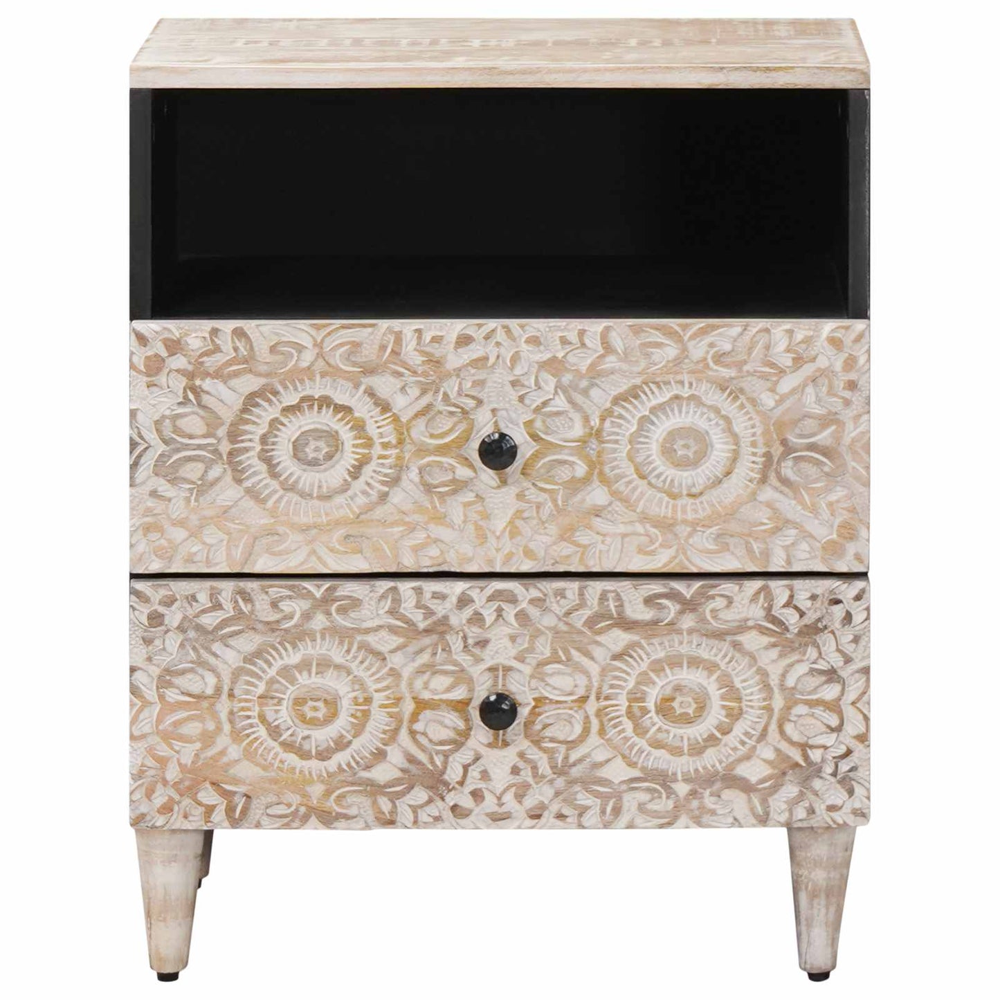 Bed kast met lade Wit 50 x 33 x 60 cm Massief Mango Hout