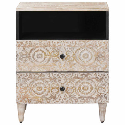 Bed kast met lade Wit 50 x 33 x 60 cm Massief Mango Hout