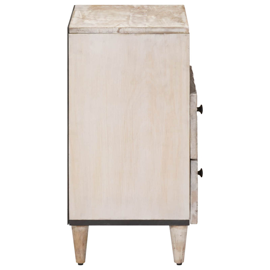 Bed kast met lade Wit 50 x 33 x 60 cm Massief Mango Hout