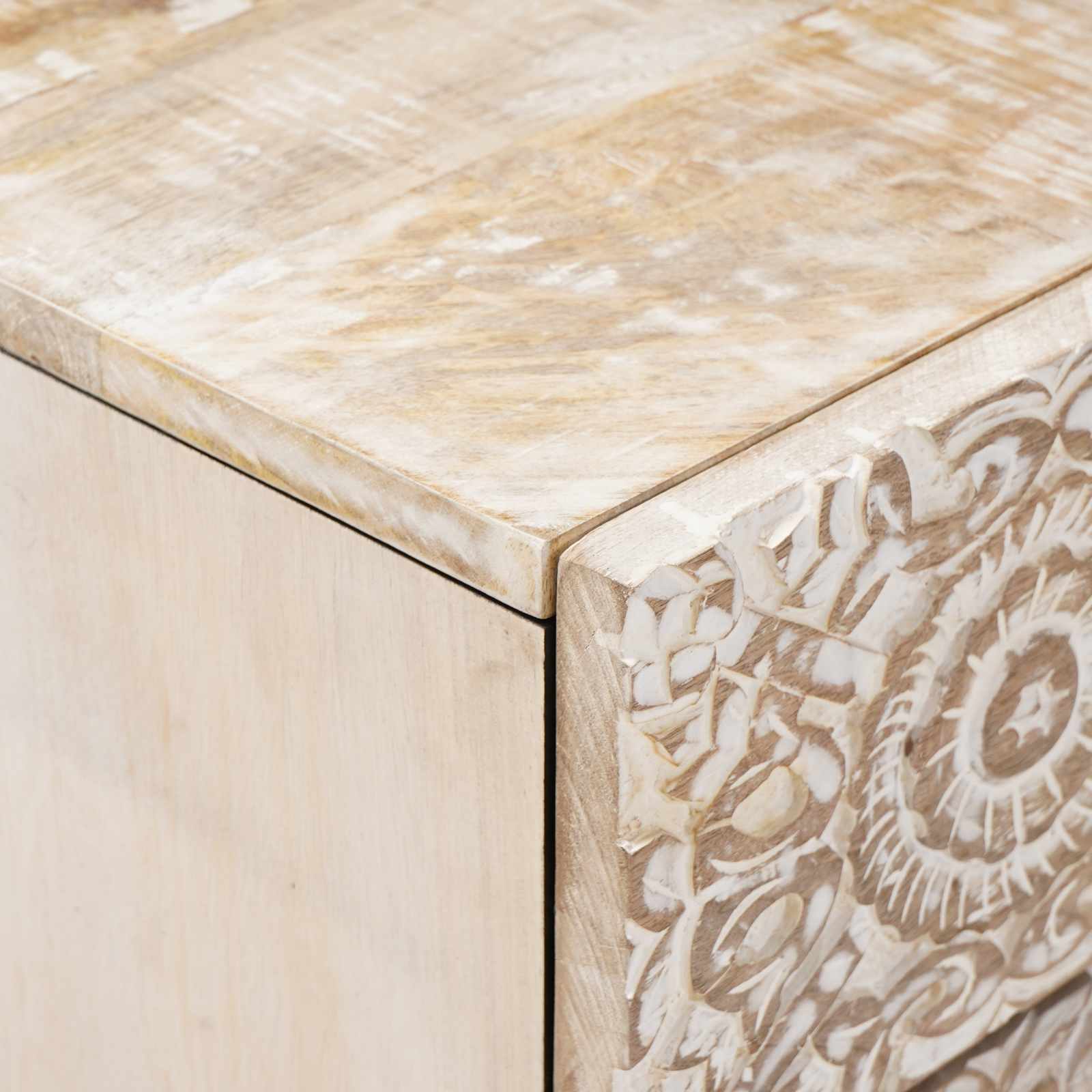 Bed kast met lade Wit 50 x 33 x 60 cm Massief Mango Hout