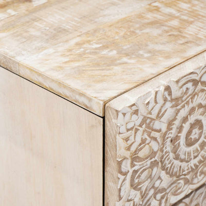 Bed kast met lade Wit 50 x 33 x 60 cm Massief Mango Hout