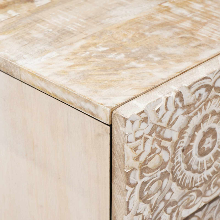 Bed kast met lade Wit 50 x 33 x 60 cm Massief Mango Hout