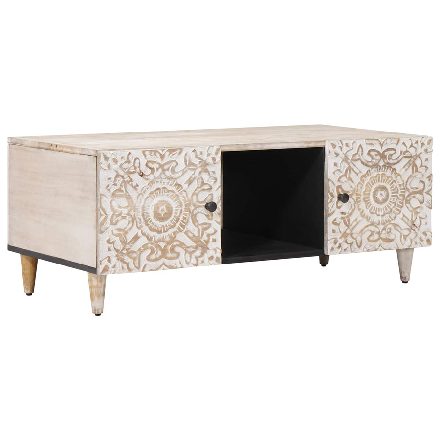 Salontafel Wit 100 x 54 x 40 cm Massief Mango Hout