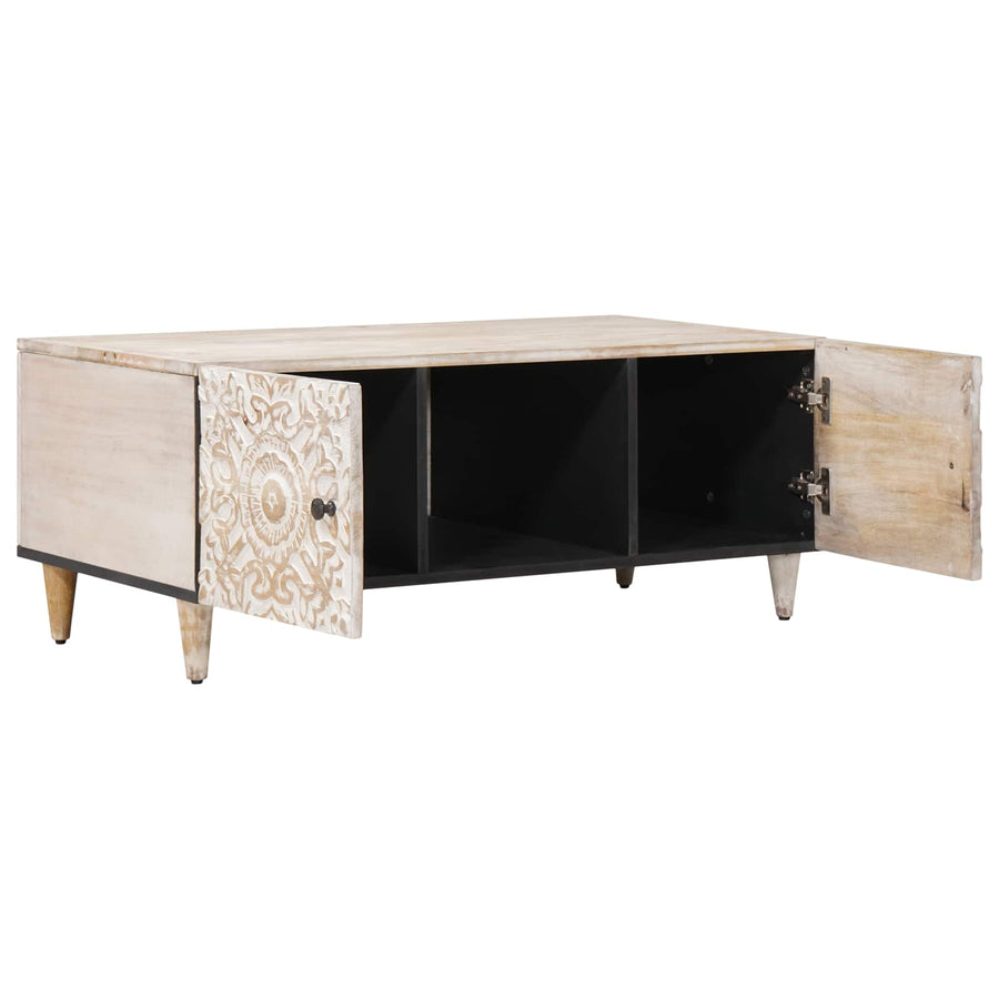 Salontafel Wit 100 x 54 x 40 cm Massief Mango Hout