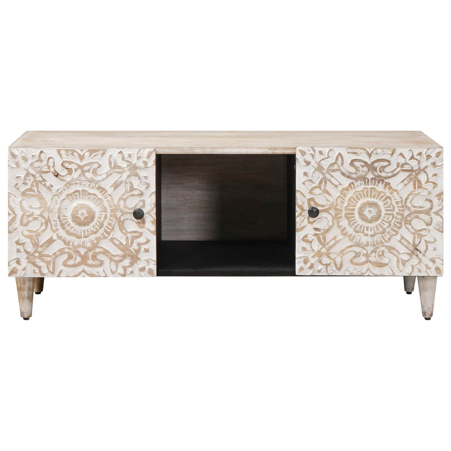 Salontafel Wit 100 x 54 x 40 cm Massief Mango Hout