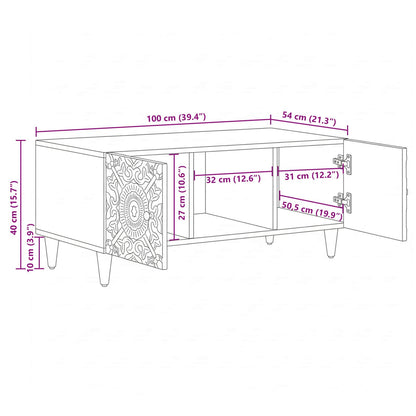 Salontafel Wit 100 x 54 x 40 cm Massief Mango Hout