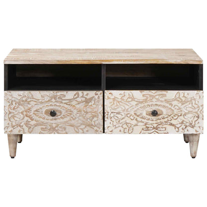 Salontafel met lade Wit 80 x 54 x 40 cm Massief Mango Hout