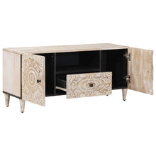 TV-kast met lade Wit 105 x 33,5 x 46 cm Massief Mango Hout