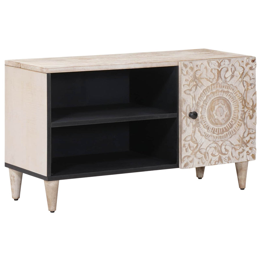 TV-kast met opslag Wit 80 x 31,5 x 46 cm Massief Mango Hout
