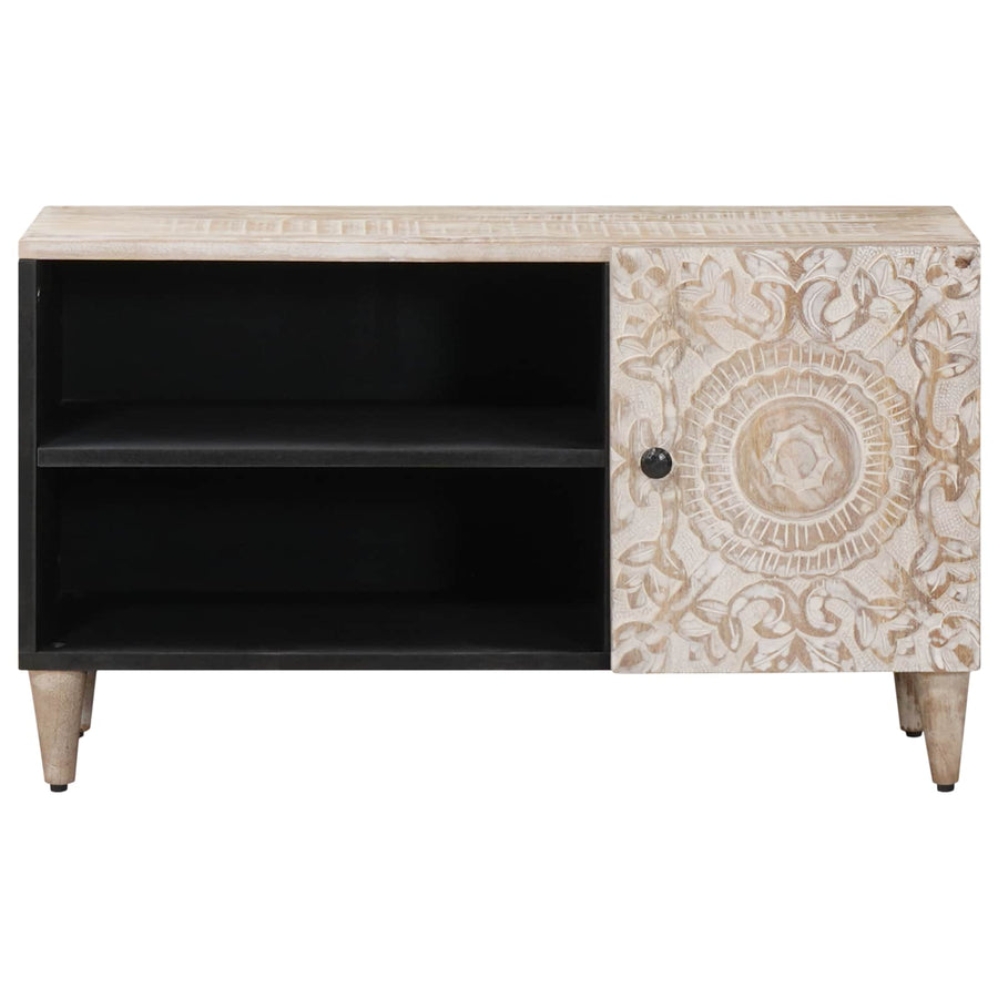 TV-kast met opslag Wit 80 x 31,5 x 46 cm Massief Mango Hout