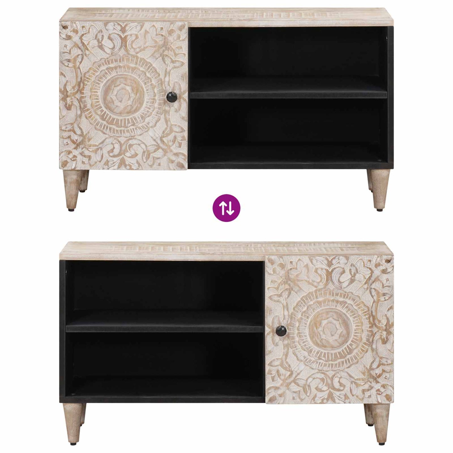 TV-kast met opslag Wit 80 x 31,5 x 46 cm Massief Mango Hout