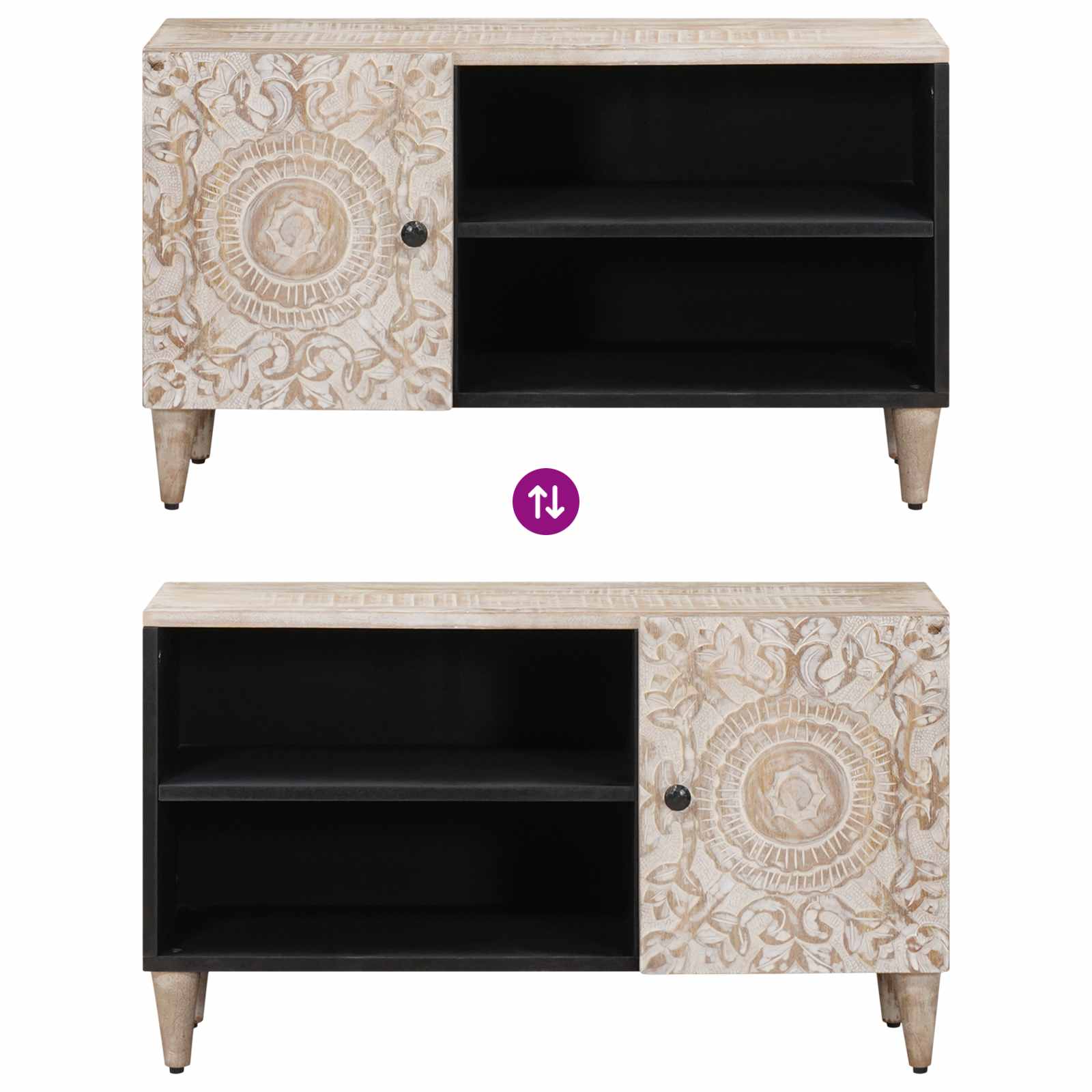 TV-kast met opslag Wit 80 x 31,5 x 46 cm Massief Mango Hout