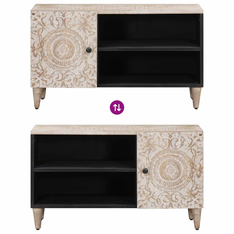 TV-kast met opslag Wit 80 x 31,5 x 46 cm Massief Mango Hout