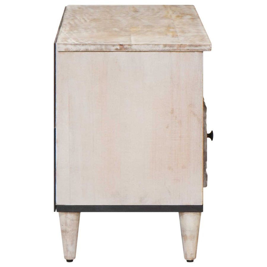 TV-kast met lade Wit 100 x 33,5 x 46 cm Massief Mango Hout