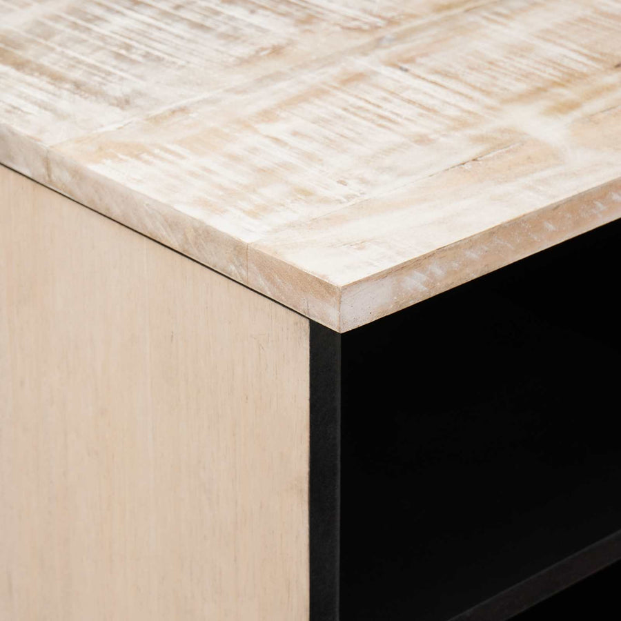TV-kast met lade Wit 80 x 33,5 x 46 cm Massief Mango Hout