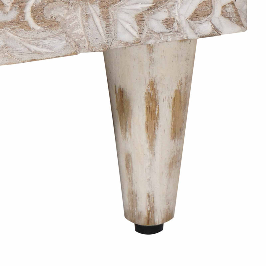 TV-kast met lade Wit 80 x 33,5 x 46 cm Massief Mango Hout