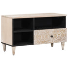 TV-kast massief mango hout wit 80x33,5x46 cm