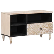 TV-kast massief mango hout wit 80x33,5x46 cm