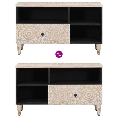 TV-kast met lade Wit 80 x 33,5 x 46 cm Massief Mango Hout