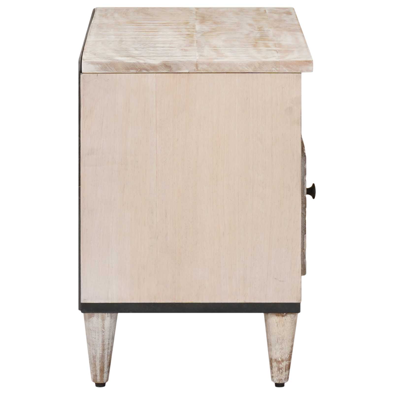TV-kast met lade Wit 80 x 33,5 x 46 cm Massief Mango Hout