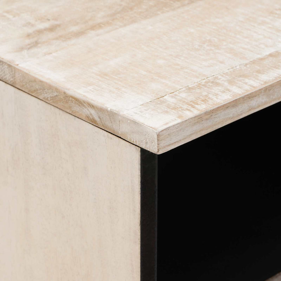 TV-kast met lade Wit 100 x 33,5 x 46 cm Massief Mango Hout