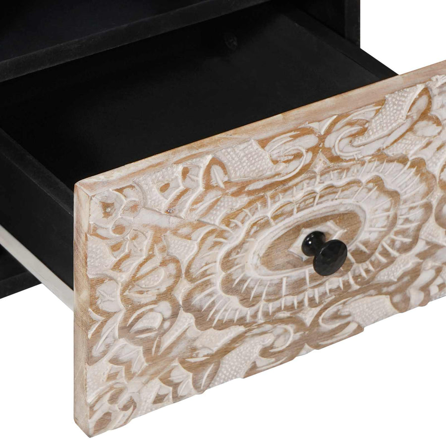 TV-kast met lade Wit 100 x 33,5 x 46 cm Massief Mango Hout