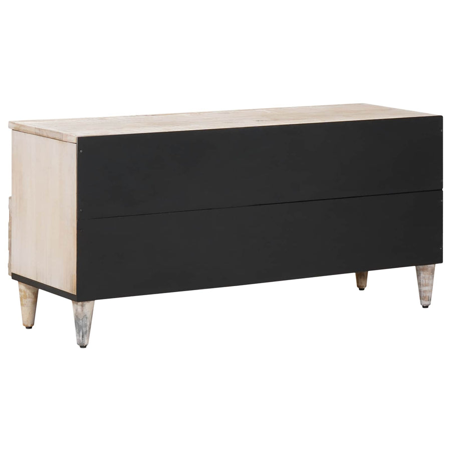 TV-kast met lade Wit 100 x 33,5 x 46 cm Massief Mango Hout