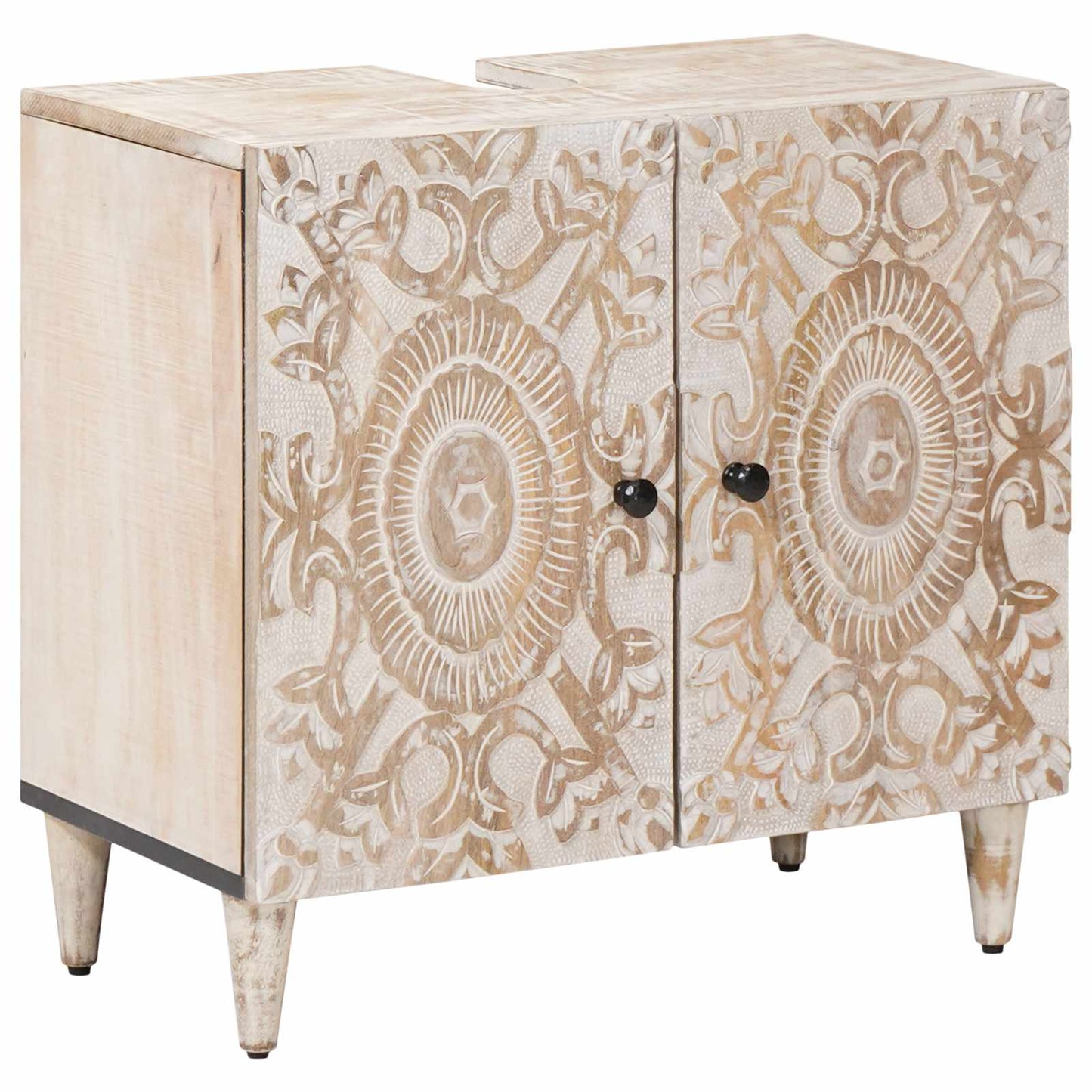 Badkamer wastafelkast Wit 62 x 33 x 58 cm Massief Mango Hout