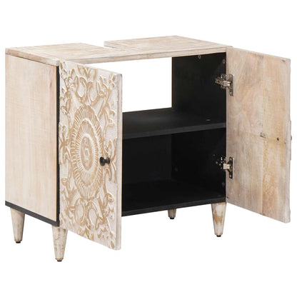 Badkamer wastafelkast Wit 62 x 33 x 58 cm Massief Mango Hout