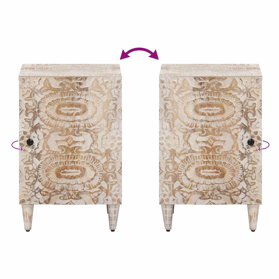 Badkamerkast Wit 38 x 33,5 x 58 cm Massief Mango Hout